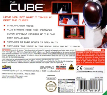 Cube, The (Europe) (En,It,Es) box cover back